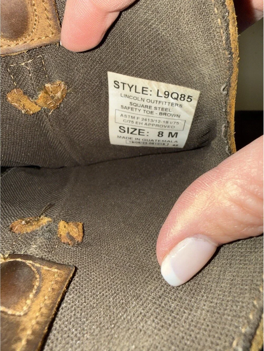 Men’s Size 8 Lincoln Outfitters Square Toe -brown Work Boot Style L9Q85